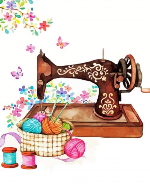 Brown Sewing Machine paint by number