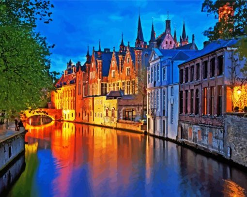 Bruges At Night paint by numbers