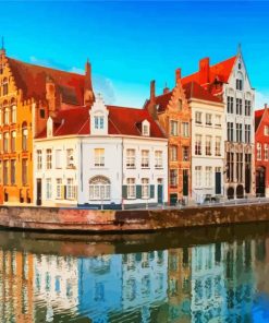 Bruges Houses Reflection paint by numbers