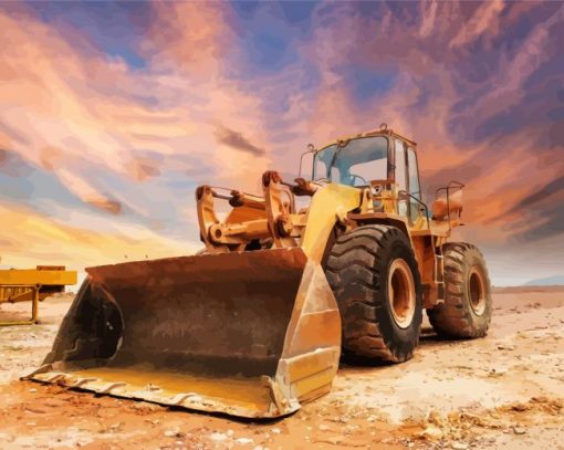 Bulldozer Sunset paint by numbers