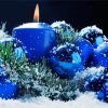 Christmas Blue Candle paint by number