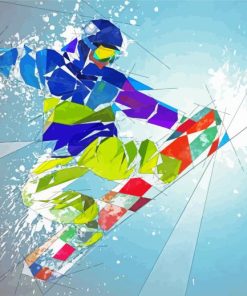 Colorful Snow Skateboarder paint by number