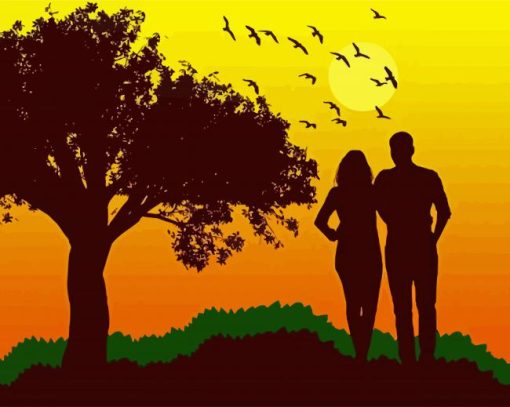 Couple Silhouette paint by numbers