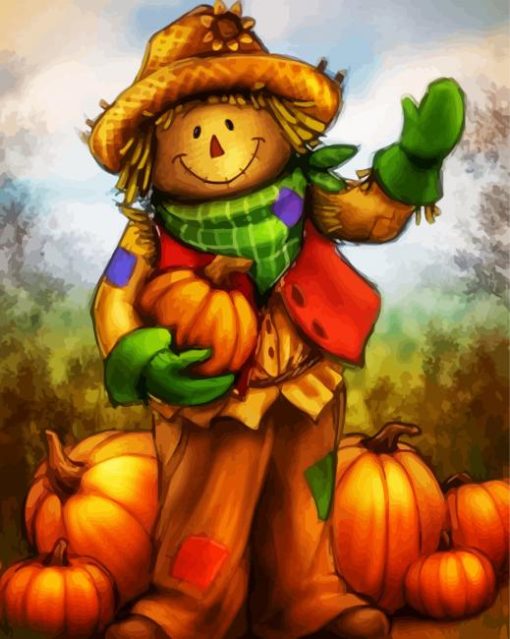 Cute Scarecrow Farmer paint by number