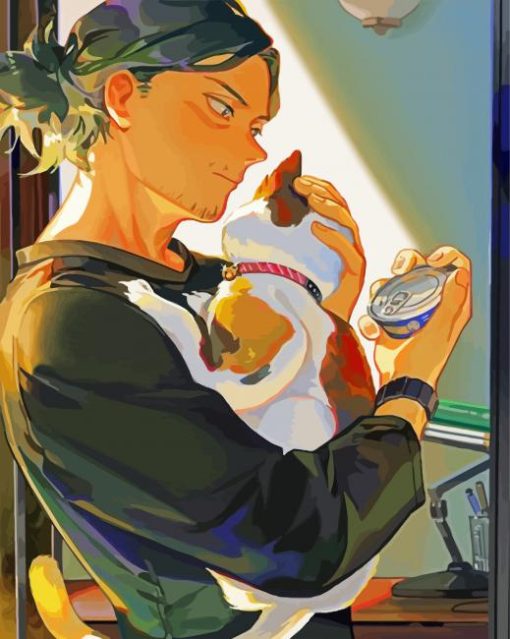 Cool Aizawa And His Cat paint by number