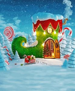 Cute Christmas House paint by numbers