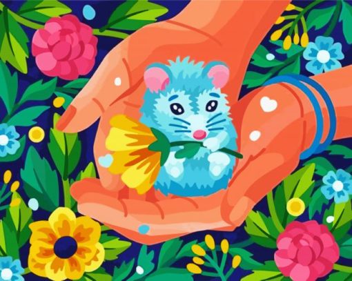 Cute Mouse And Flowers paint by number