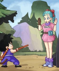 Dragon Ball Goku Meets Bulma paint by numbers