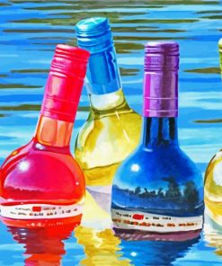 Glass Bottles In The Water paint by numbers