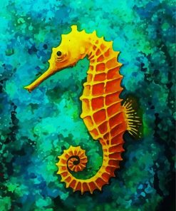 Golden Seahorse paint by number