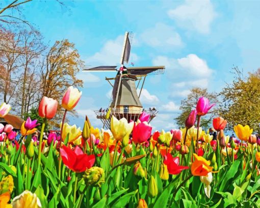 Keukenhof Netherlands Landscape paint by numbers