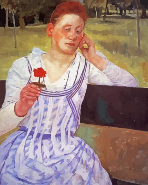 Mary Cassatt Woman With A Red Zinnia paint by numbers