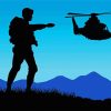 Military Soldier With Helicopter Silhouette paint by numbers