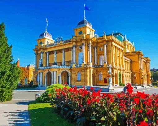 National Theatre In Croatia Zagreb paint by number