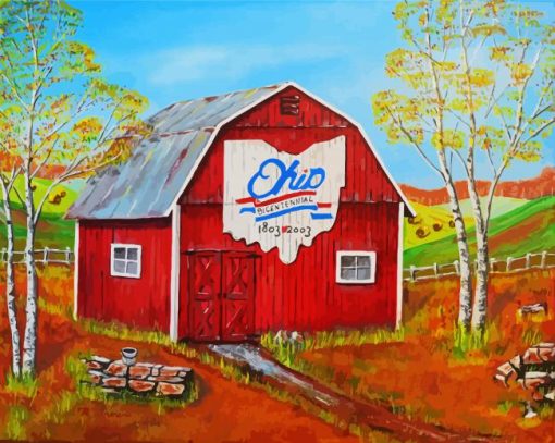 Ohio Bicentennial Barn paint by number