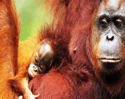 Orangutan Family paint by number