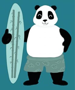 Panda Holding A Serfboard paint by number