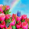 Pink Tulips And Butterflies paint by number