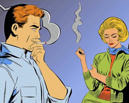 Pop Art Couple Smoking paint by numbers