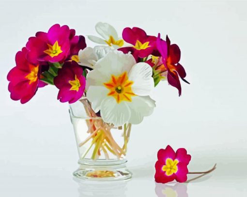 Primrose Floers In Glass paint by numbers