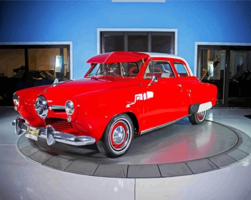 Red Studebaker Car paint by number