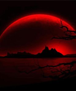 Red Moon Nightscape paint by number