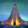 Reykjavik Hallgrimskirkja Church Aurora Lights paint by number