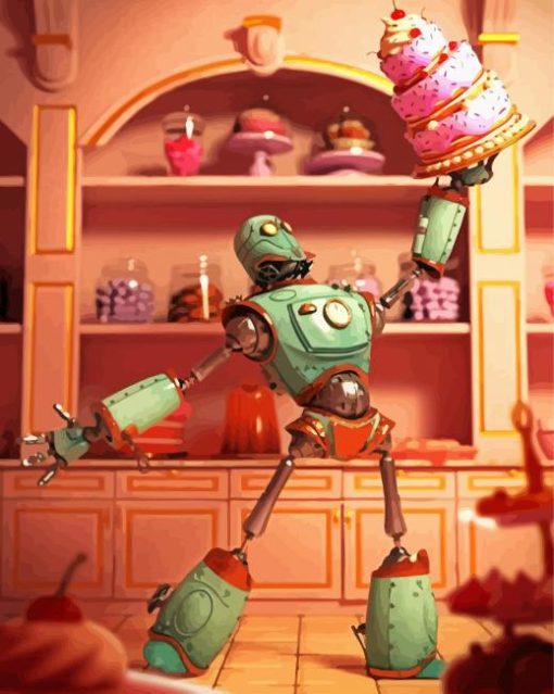 Robot And Cakes paint by numbers