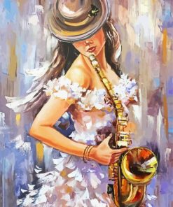 Saxophone Woman paint by number