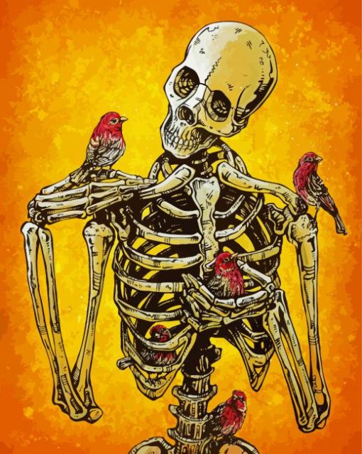 Skeleton And Birds paint by numbers