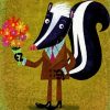 Skunk Holding Flowers paint by number