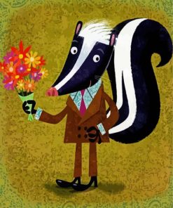 Skunk Holding Flowers paint by number