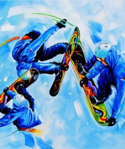 Snow Skateboarders paint by number