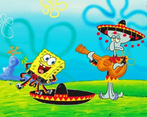 Spongbob And Squidward paint by number