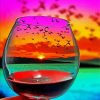 Sunset Glass And Flying Birds paint by number