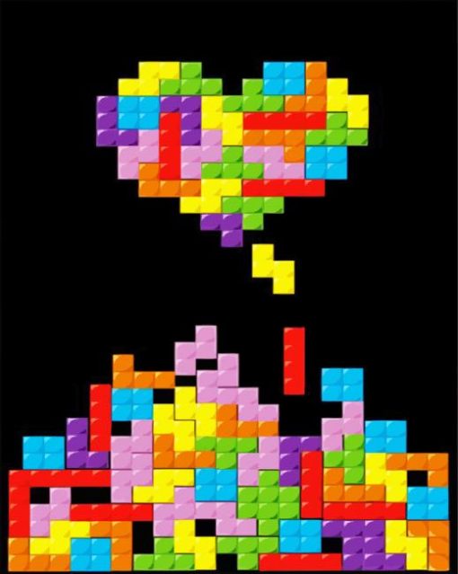 Tetris Art Heart paint by numbers