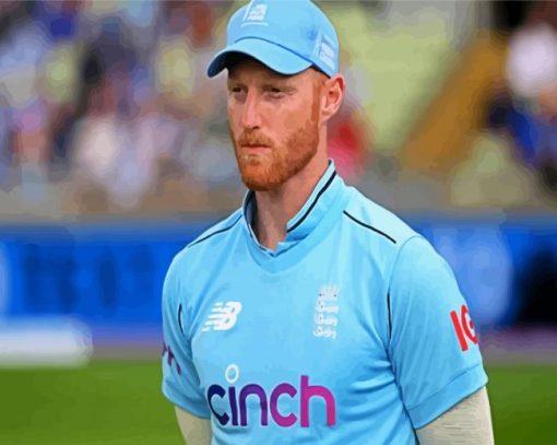 The English International Cricketer Ben Stokes paint by numbers