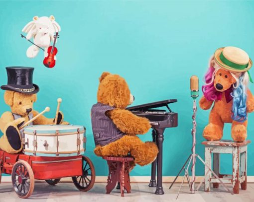 Vintage Musician Teddy Bears paint by numbers