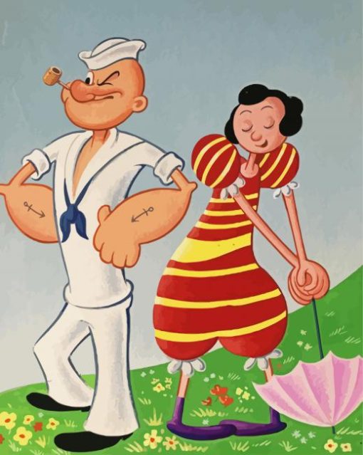 Vintage Popeye And Olive paint by numbers