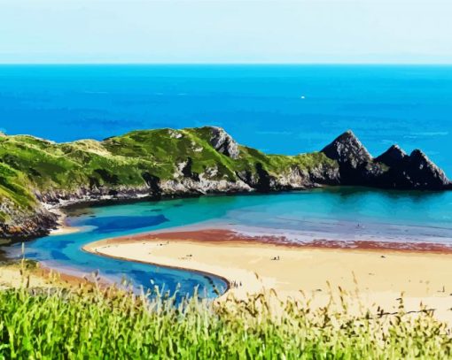 Wales Beach Anglesey paint by numbers