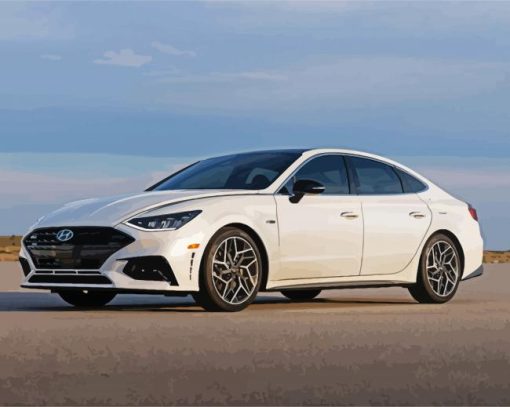 White Hyundai Sonata Car paint by number