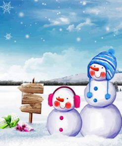 Winter Snowman paint by number