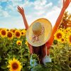 Woman Enjoying Sunflowers paint by number