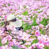 Woman In A Field Of Pink Flowers paint by number