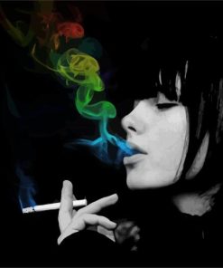 Woman Smoking Colorful Smoke paint by number