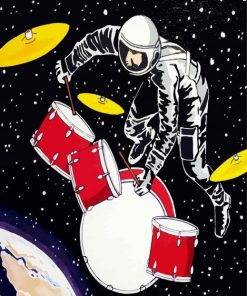 Astronaut Drumer paint by number