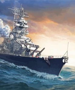 Battleship In Sea paint by number