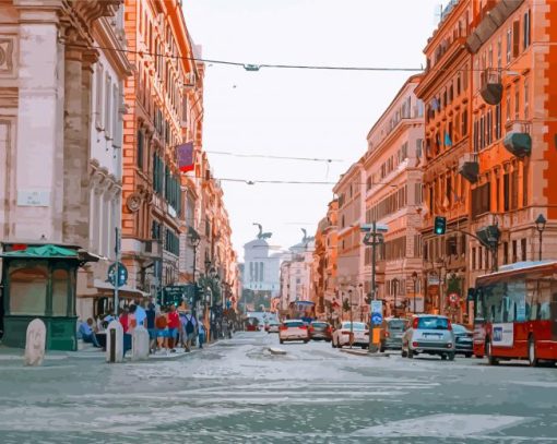 Beautiful Streets In Rome Italy paint by number