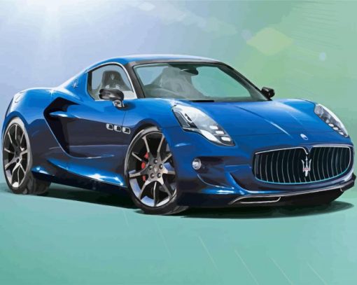 Blue Luxury Maserati Car paint by number