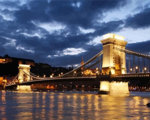 Budapest Szechenyi Chain Bridge paint by number